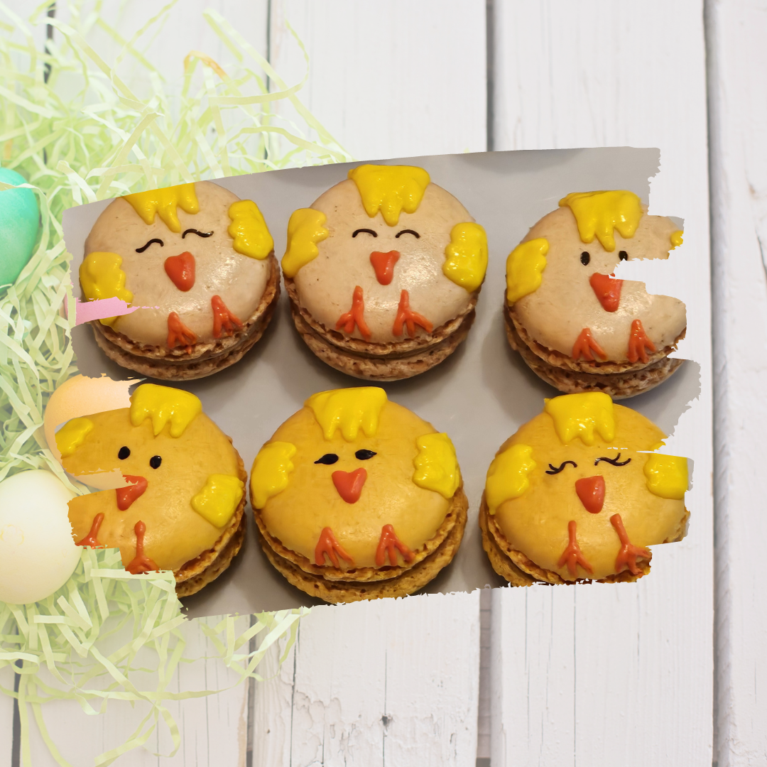 Coffret macarons poussins de Pâques