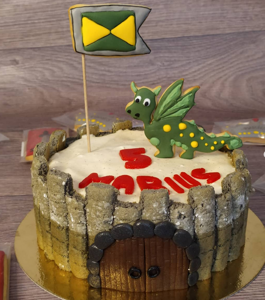 Le gâteau chevalier/dragon